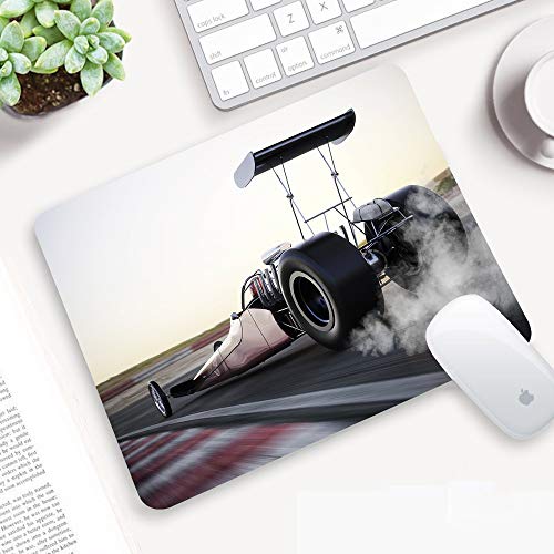 Comfortable Mouse Pad 32x25 cm,Cars, Dragster Racing Down The Track con tecnología Burnout Competition Speed ​​Spor,Base de Goma Antideslizante Wipe Washable para Gamers Ordenador, PC y Laptop32x25 cm