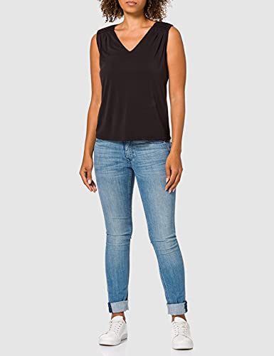 Comma T-Shirt ärmellos Camisa Cami, Negro, 36 para Mujer