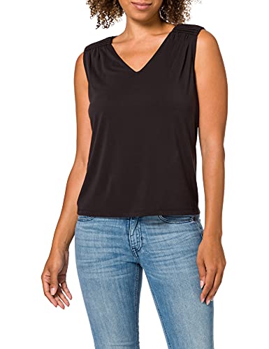 Comma T-Shirt ärmellos Camisa Cami, Negro, 36 para Mujer