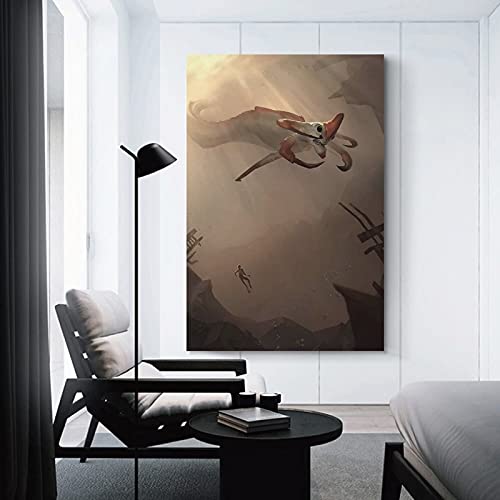 Concept Art Subnautica Reaper Leviathan Póster de pared con impresión moderna para dormitorio familiar, estilo Unframe, 60 x 90 cm
