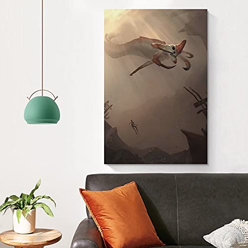 Concept Art Subnautica Reaper Leviathan Póster de pared con impresión moderna para dormitorio familiar, estilo Unframe, 60 x 90 cm