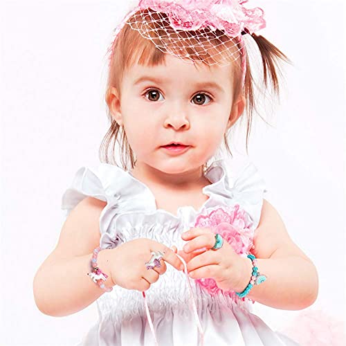 Conjuntos de Joyas para Niñas,3 PCS Pulseras de Unicornio Colores+3 PCS Anillos Pulseras con Dijes de Arcoíris Pulseras de Cuentas Joyas para Niños Bolsas de Fiesta Relleno de Medias Amistad