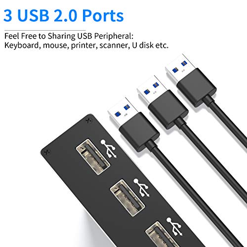 Conmutador KVM HDMI de 2 puertos, compatible con 4K 60Hz, conmutador USB con 3 puertos USB 2.0, 2 computadoras que comparten un monitor, teclado y mouse, con 2 cables USB, Plug and Play