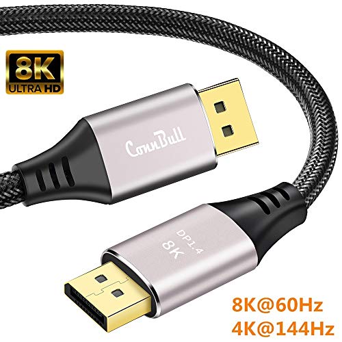 ConnBull 8K DisplayPort 1.4 Cable 2m, Ultra HD DisplayPort Cable Support HBR3(7680x4320 Resolution), 8K@60Hz, 4K@144Hz, 32,4 Gbit/s, HDR10, MST, HDCP2.2 for Monitor Graphics Card etc