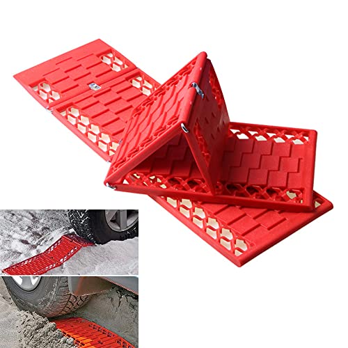 conpoir 2Pcs Coche Escape de Emergencia Placa Tracción Alfombrilla Agarre de neumáticos Ayuda Antideslizante Plegable para la mayoría de los S Coches y Furgonetas de Nieve Hielo Barro Arena