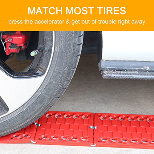 conpoir 2Pcs Coche Escape de Emergencia Placa Tracción Alfombrilla Agarre de neumáticos Ayuda Antideslizante Plegable para la mayoría de los S Coches y Furgonetas de Nieve Hielo Barro Arena