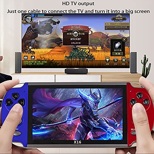 Consola Juegos Portátil, Máquina Juego Arcade Retro Pantalla Mate Alta Definición 6,5 Pulgadas Serie GBA/GB/GBC/MD/SFC Descarga El Juego Gratis Conectable TV Interacción Familiar ( Color : Blue )