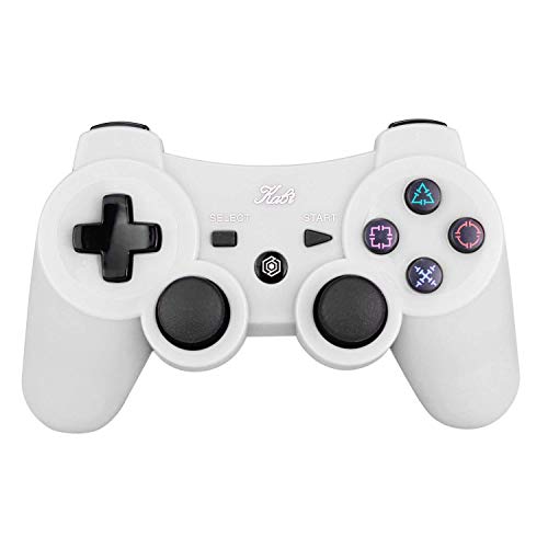 Controlador Bluetooth inalámbrico 6-AXIS Game Pad Doble Shock Joystick para PS3 Controller PlayStation 3 Controller con cable de carga gratuito Kabi (blanco)