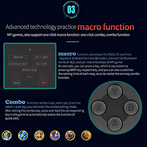 Controlador de Juegos para Móvil Pubg, Mocute-060 Bluetooth Gamepad Nalámbrico Compatible Android/iPhone/PC, Retráctil Mando Movil, Joystick Gamepad de Smartphone Libre