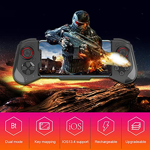 Controlador de Juegos para Móvil Pubg, Mocute-060 Bluetooth Gamepad Nalámbrico Compatible Android/iPhone/PC, Retráctil Mando Movil, Joystick Gamepad de Smartphone Libre