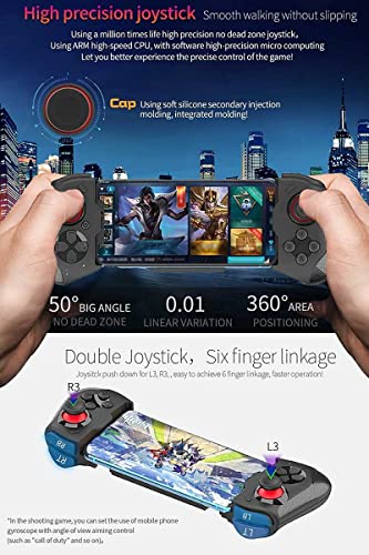 Controlador de Juegos para Móvil Pubg, Mocute-060 Bluetooth Gamepad Nalámbrico Compatible Android/iPhone/PC, Retráctil Mando Movil, Joystick Gamepad de Smartphone Libre