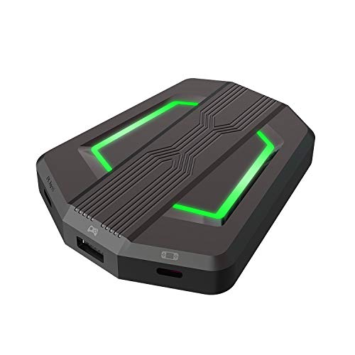 Conversor controlador de juegos con retroiluminación LED, adaptador/convertidor de ratón y teclado USB tipo C para PS4 / Xbox One / Xbox 360 / Nintendo Switch / PS3 (negro)