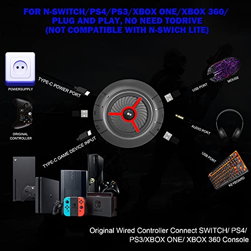 Conversor de auriculares para teclado y ratón, Megadream Keyboard Mouse y adaptador de auriculares, adecuado para PS3 PS4 N-S Switch Xbox gama completa con orificio para micrófono de 3,5 mm