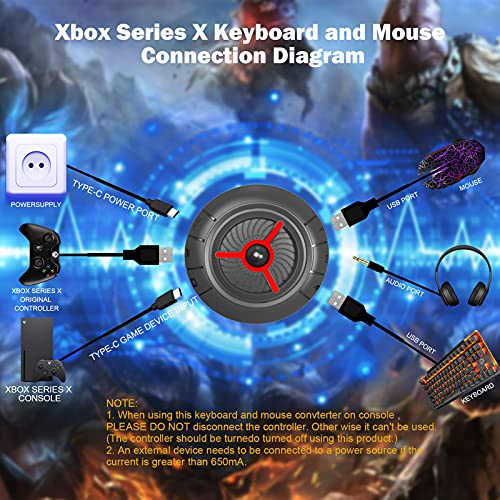 Conversor de auriculares para teclado y ratón, Megadream Keyboard Mouse y adaptador de auriculares, adecuado para PS3 PS4 N-S Switch Xbox gama completa con orificio para micrófono de 3,5 mm