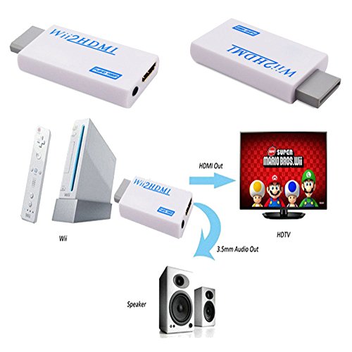 Convertidor de Wii a HDMI, Adaptador de Conversor de Video Wii HDMI Full HD de 720p o 1080p / Salida de Audio de 3,5mm