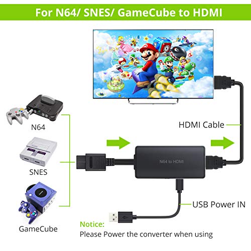 Convertidor N64 a HDMI Adaptador Cable de Señal RGB a HDMI Soporte Conversor Cable N64 SNES GC a HDMI para N64/ SNES/Gamecube