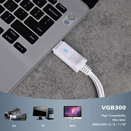 Convertidor Video Audio, VHS a Digital o DVD Video Grabber - August VGB300 - Capturadora Grabador VHS VCR Hi8 Video a Digitalizadora Compatible con Windows y Mac - Plug & Play