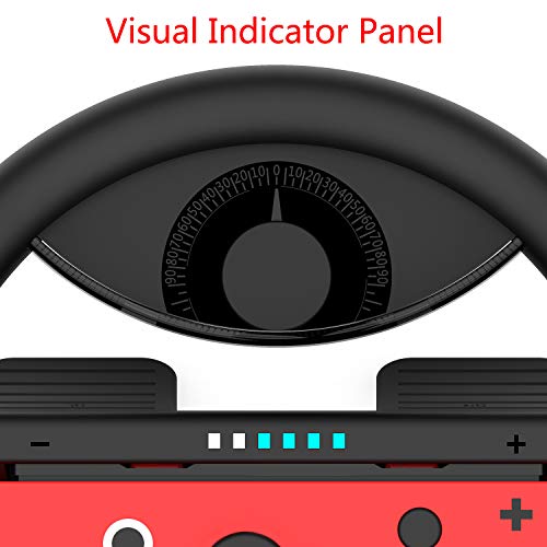 COODIO Volante y Grip Switch Joy-Con, Switch Joy-Con Racing Wheel Volante, Mandos Grip Joy-Con para Mario Kart Juegos / Joy-Con Mandos Nintendo Switch, Negro (Pack de 4 Deluxe)