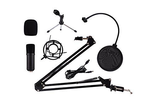 CoolBox CoolCaster – Micrófono USB PC de Condensador Profesional, patrón Polar cardioide con trípode + Soporte de Brazo Extensible y Filtro Pop. Ideal para Podcast, Streaming, Gaming, Youtube, Twitch