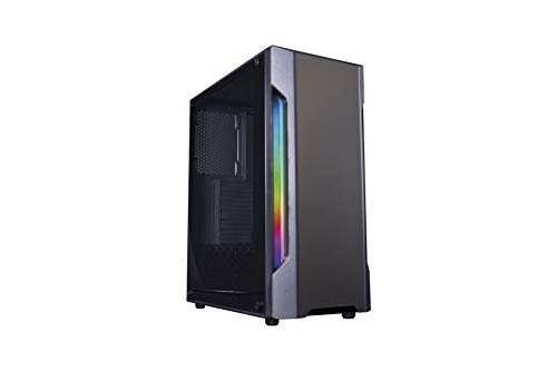 CoolBox Deep Gaming COO-DGC-A195-0, Torre PC ATX, Doble Franja Frontal RGB, Soporte hasta 6 Ventiladores, Lateral Cristal Templado, USB3.0, Negro