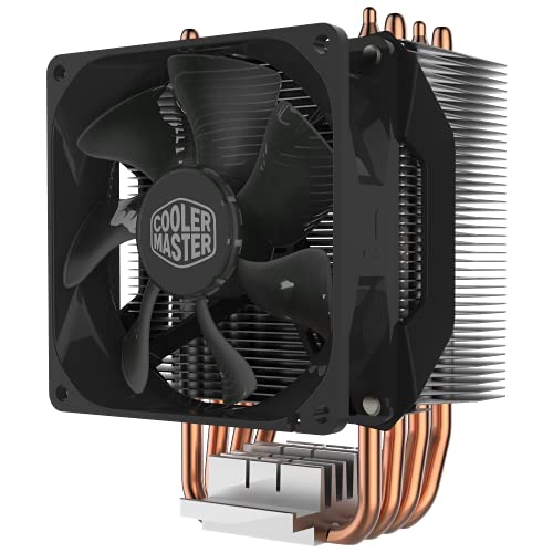 Cooler Master Hyper H412R Disipador CPU Sistema Refrigeración Bajo Perfil, Tecnología Contacto Directo, 4 Heat Pipes Cobre, Heatsink Aluminio Compacto con Ventilador PWM 92mm, Compatible Intel y AMD