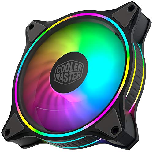 Cooler Master MasterFan MF120 Halo, ventilador con iluminación RGB direccionable de doble anillo de 120 mm, paquete 3 en 1