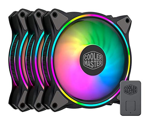 Cooler Master MasterFan MF120 Halo, ventilador con iluminación RGB direccionable de doble anillo de 120 mm, paquete 3 en 1