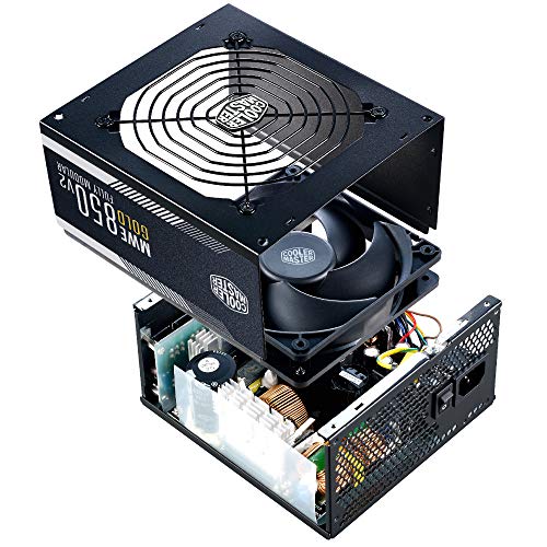 Cooler Master MWE 850 Gold V2 - Fuente de Alimentación 850W Totalmente Modular (Enchufe EU), 80 PLUS Gold, Cableado Negro Plano, Ventilador HDB 120 mm, Umbral de Alta Temperatura - 5 Años de Garantía
