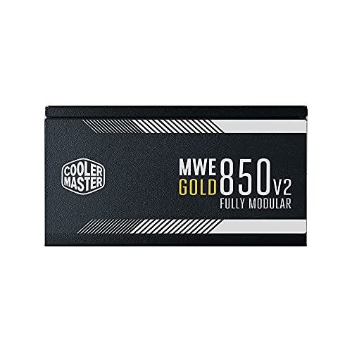 Cooler Master MWE 850 Gold V2 - Fuente de Alimentación 850W Totalmente Modular (Enchufe EU), 80 PLUS Gold, Cableado Negro Plano, Ventilador HDB 120 mm, Umbral de Alta Temperatura - 5 Años de Garantía