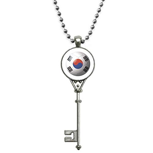 Copa Mundial de fútbol de bandera nacional de Corea Colgante Collar Vintage Llavero Plata Joyas