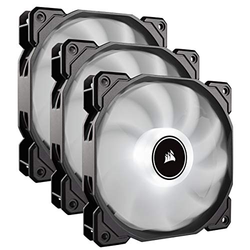 Corsair AF120, Air Series LED - Paquete de 3 ventiladores de refrigeración silencioso de 120 mm, color blanco