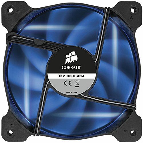 Corsair AF120 LED Quiet Edition Ventilador de PC (120 mm, Alto Flujo de Aire, Iluminación LED Azul) Paquete Soltero