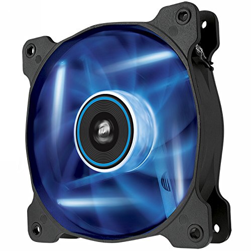 Corsair AF120 LED Quiet Edition Ventilador de PC (120 mm, Alto Flujo de Aire, Iluminación LED Azul) Paquete Soltero