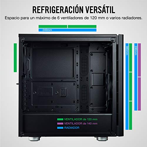 Corsair Carbide 275R - Caja de ordenador semitorre para juegos (Torre Media ATX con ventana de vidrio templado), negro