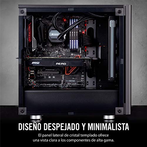Corsair Carbide 275R - Caja de ordenador semitorre para juegos (Torre Media ATX con ventana de vidrio templado), negro
