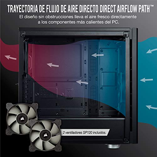 Corsair Carbide 275R - Caja de ordenador semitorre para juegos (Torre Media ATX con ventana de vidrio templado), negro
