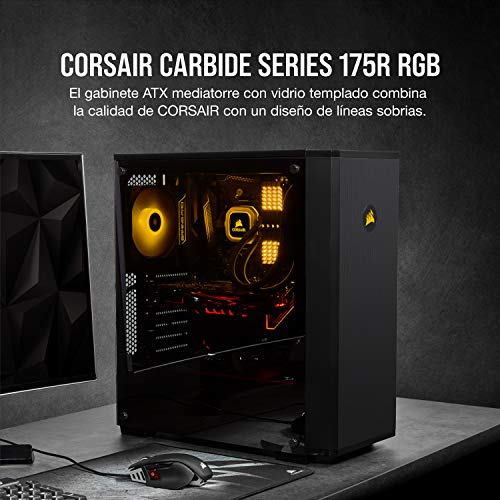 Corsair Carbide Series 175R RGB - Caja de Ordenador para Juegos (Medio-Torre ATX con Ventana de Vidrio Templado) Color Negro