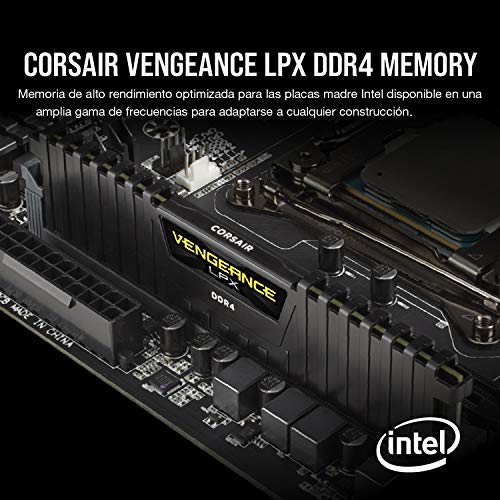 Corsair CMK16GX4M2A2400C16 Vengeance LPX 16 GB (2 x 8 GB) DDR4 2400 MHz C16 XMP 2.0 Módulo de Memoria de Alto Rendimiento, Negro