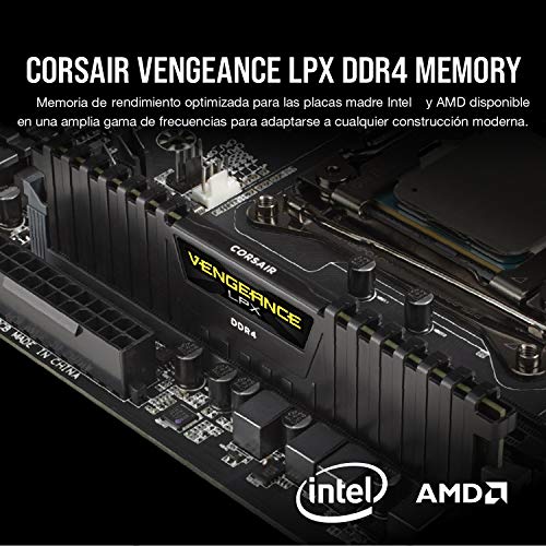 Corsair CMK16GX4M2D3600C18 Vengeance LPX 16 GB (2 x 8 GB) DDR4 3600 MHz C18 Módulo de Memoria de Alto Rendimiento, Negro