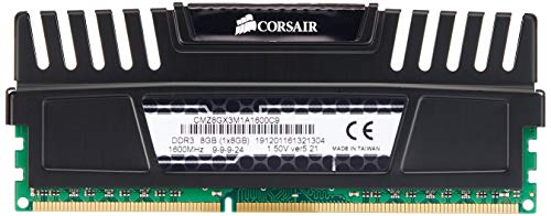 Corsair CMZ8GX3M1A1600C9 Vengeance - Módulo de memoria XMP de alto rendimiento de 8 GB (1 x 8 GB, DDR3, 1600 MHz, CL9), Negro