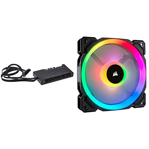 Corsair Commander Pro - Controlador de iluminación RGB y Ventilador Digital + LL120 RGB Ventilador de PC (120 mm, Doble Halo RGB LED PWM) Paquete Soltero