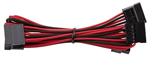 Corsair CP-8920190 SATA - Cable (hembra/hembra, RMi series, RMx series, SF series, generación 3), Rojo (Red/Black)
