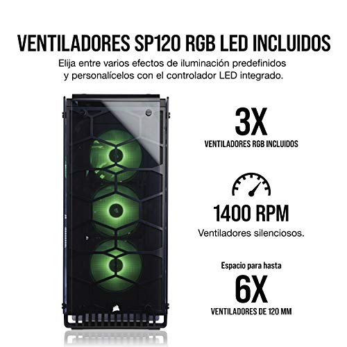 Corsair Crystal 570X RGB - Caja de PC, Mid-Tower ATX, ventana lateral cristal templado con ventilador, iluminación RGB LED, Negro