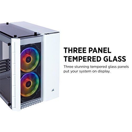 Corsair Crystal Series 280X RGB - Caja de PC, ATX, tres paneles de cristal templado, iluminación RGB LED, Blanco