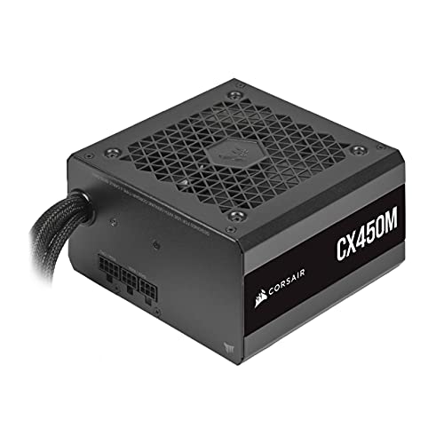 Corsair CX450M (2021), CX-M Series, 450 Watt 80 PLUS Bronze Fuente de Alimentación ATX Semimodular y Silenciosa (Funcionamiento Silencioso, Condensadores de 105 °C, Tamaño Compacto) Negro