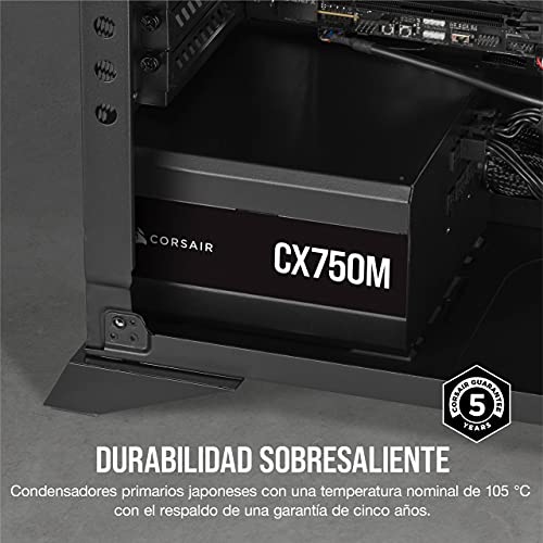 Corsair CX750M (2021), CX-M Series, 750 Watt 80 PLUS Bronze Fuente de Alimentación ATX Semimodular y Silenciosa (Funcionamiento Silencioso, Condensadores de 105 °C, Tamaño Compacto) Negro