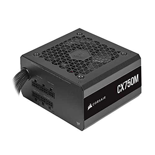 Corsair CX750M (2021), CX-M Series, 750 Watt 80 PLUS Bronze Fuente de Alimentación ATX Semimodular y Silenciosa (Funcionamiento Silencioso, Condensadores de 105 °C, Tamaño Compacto) Negro