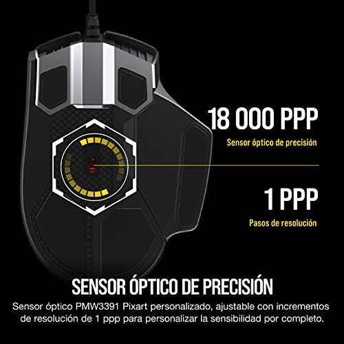 Corsair Glaive RGB Pro - Ratón cómodo para Juegos FPS/MOBA (agarres Intercambiables, Aluminio, retroiluminación LED RGB, 18.000 PPP, óptico) Negro