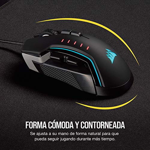 Corsair Glaive RGB Pro - Ratón cómodo para Juegos FPS/MOBA (agarres Intercambiables, Aluminio, retroiluminación LED RGB, 18.000 PPP, óptico) Negro