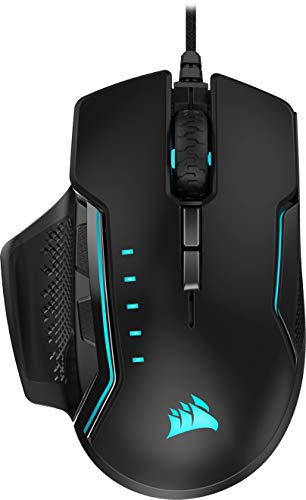Corsair Glaive RGB Pro - Ratón cómodo para Juegos FPS/MOBA (agarres Intercambiables, Aluminio, retroiluminación LED RGB, 18.000 PPP, óptico) Negro